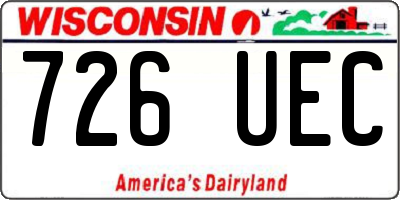 WI license plate 726UEC