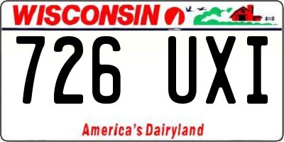 WI license plate 726UXI