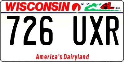 WI license plate 726UXR