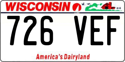 WI license plate 726VEF