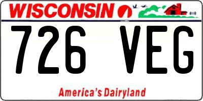WI license plate 726VEG