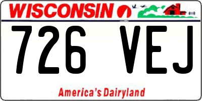 WI license plate 726VEJ