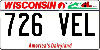 WI license plate 726VEL