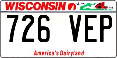 WI license plate 726VEP