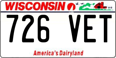 WI license plate 726VET