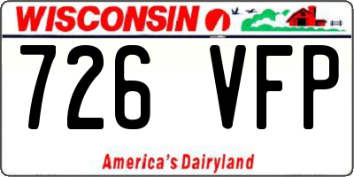 WI license plate 726VFP