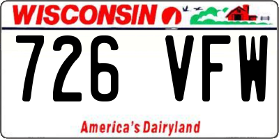 WI license plate 726VFW