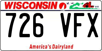 WI license plate 726VFX