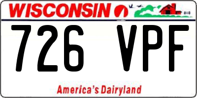 WI license plate 726VPF