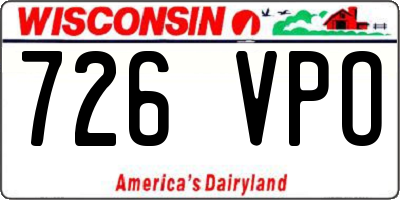 WI license plate 726VPO