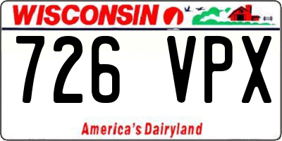 WI license plate 726VPX