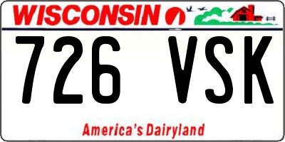 WI license plate 726VSK