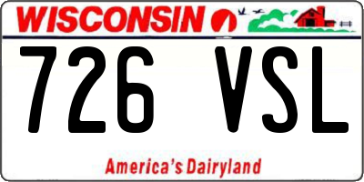 WI license plate 726VSL