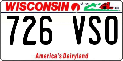 WI license plate 726VSO
