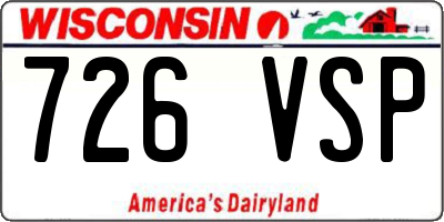 WI license plate 726VSP