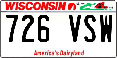 WI license plate 726VSW