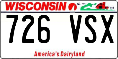 WI license plate 726VSX
