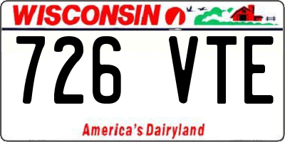 WI license plate 726VTE