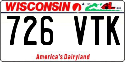 WI license plate 726VTK