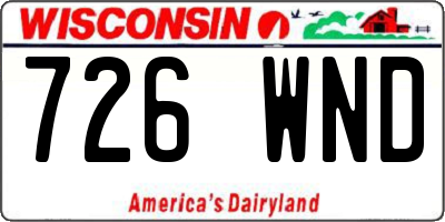WI license plate 726WND