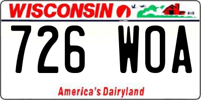 WI license plate 726WOA
