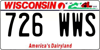 WI license plate 726WWS