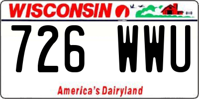 WI license plate 726WWU