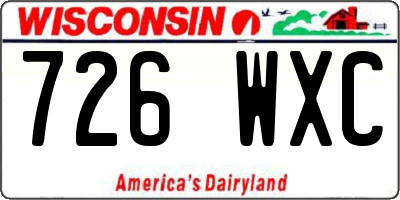 WI license plate 726WXC