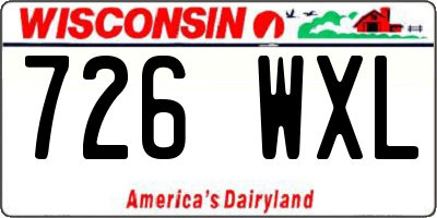 WI license plate 726WXL