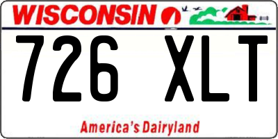 WI license plate 726XLT
