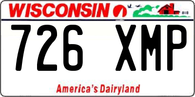 WI license plate 726XMP