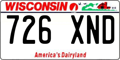 WI license plate 726XND