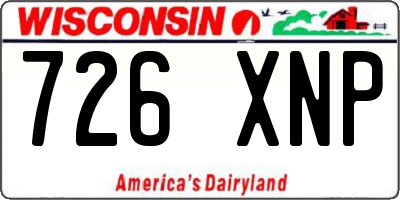 WI license plate 726XNP