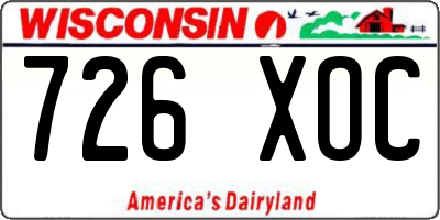 WI license plate 726XOC