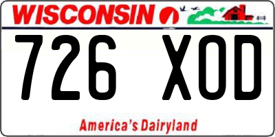 WI license plate 726XOD