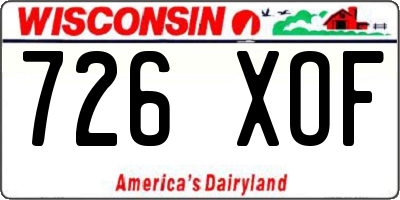 WI license plate 726XOF