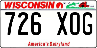WI license plate 726XOG