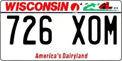 WI license plate 726XOM