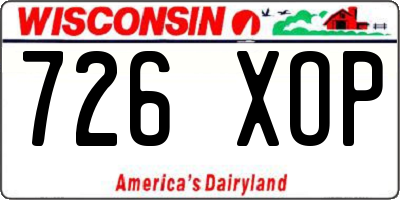 WI license plate 726XOP