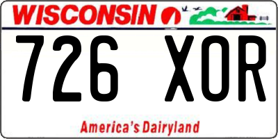 WI license plate 726XOR