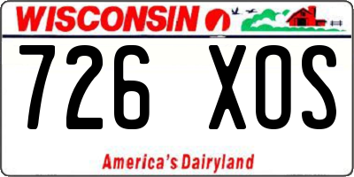 WI license plate 726XOS