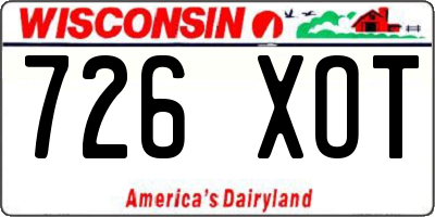 WI license plate 726XOT