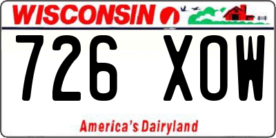 WI license plate 726XOW