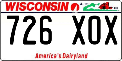 WI license plate 726XOX