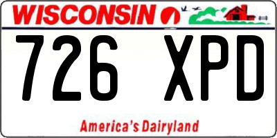 WI license plate 726XPD