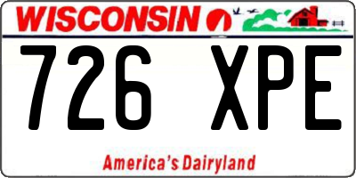 WI license plate 726XPE