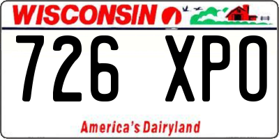 WI license plate 726XPO