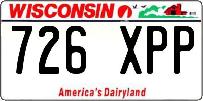 WI license plate 726XPP