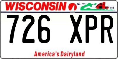WI license plate 726XPR