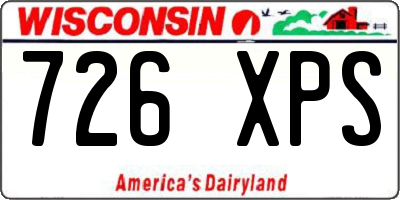 WI license plate 726XPS